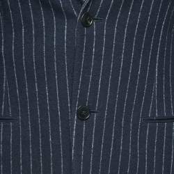 Pre Owned Gucci Navy Blue Striped Wool Blend Single Breasted Blazer S