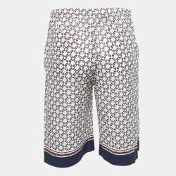 Pre Owned Gucci Cream Geometric G Print Cotton Muslin Shorts M
