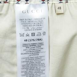 Pre Owned Gucci Cream Geometric G Print Cotton Muslin Shorts M