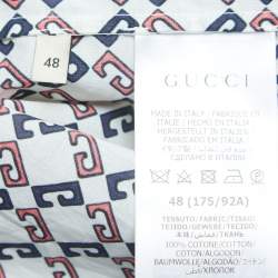 Gucci Cream Geometric G Print Cotton Muslin Bowling Shirt M