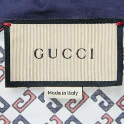 Gucci Cream Geometric G Print Cotton Muslin Bowling Shirt M