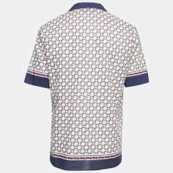 Gucci Cream Geometric G Print Cotton Muslin Bowling Shirt M