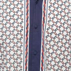Gucci Cream Geometric G Print Cotton Muslin Bowling Shirt M