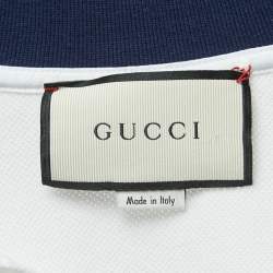 Gucci White Cotton Bee Detail Polo T-Shirt M