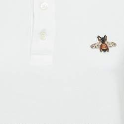 Gucci White Cotton Bee Detail Polo T-Shirt M