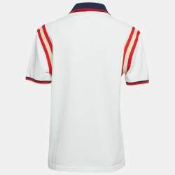 Gucci White Cotton Bee Detail Polo T-Shirt M
