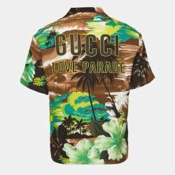 Pre Owned Gucci Multicolor Love Parade Print Viscose Short Sleeve Shirt M