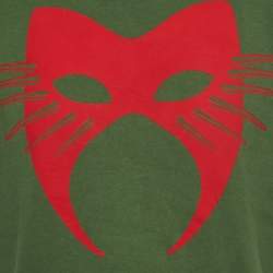 Gucci Green Logo Print Cotton Crew Neck Half Sleeve T-Shirt S