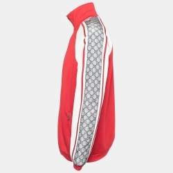 Pre Owned Gucci Red Jersey & Nylon GG Paneled Track Jacket S