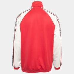 Pre Owned Gucci Red Jersey & Nylon GG Paneled Track Jacket S