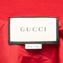 Pre Owned Gucci Red Jersey & Nylon GG Paneled Track Jacket S