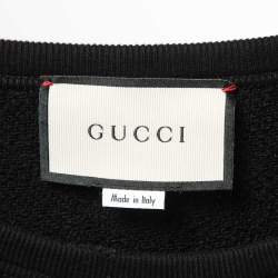 Pre Owned Gucci Black Cotton Logo Print Sweatshirt S