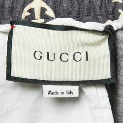 Gucci Dark Grey Anchor Print Linen Blend Drawstring Shorts M