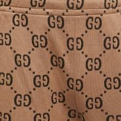 Pre Owned Gucci Beige GG Patterned Cotton Web Detailed Jog Pants M