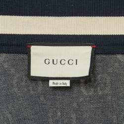 Gucci Navy Blue All-Over Logo Print Jersey Track Jacket 2XL