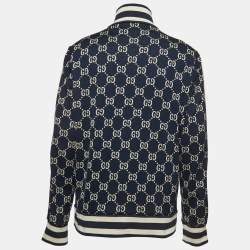 Gucci Navy Blue All-Over Logo Print Jersey Track Jacket 2XL