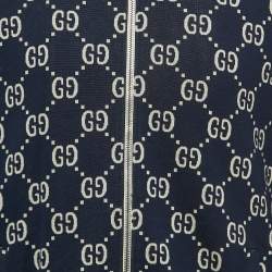 Gucci Navy Blue All-Over Logo Print Jersey Track Jacket 2XL