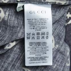 Pre Owned Gucci Black Anchor Print Linen Blend Oversized Bowling Shirt M