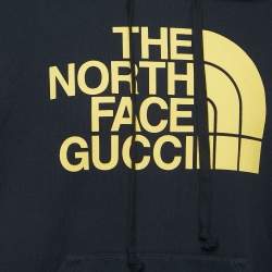 Pre Owned Gucci X The North Face Black Logo Print Cotton Hoodie M