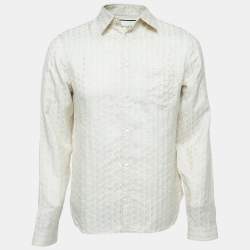 Gucci Beige Patterned Silk Button Front Full Sleeve Shirt M