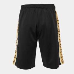 Gucci Black Knit Logo Stripe Detailed Bermuda Shorts S