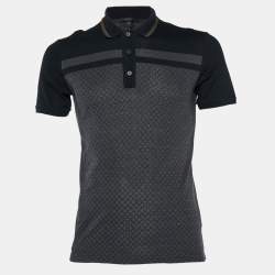 Gucci Navy Blue Patterned Cotton Pique Knit Polo T-Shirt M