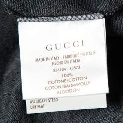 Gucci Navy Blue Patterned Cotton Pique Knit Polo T-Shirt M