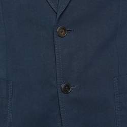 Pre Owned Gucci Navy Blue Cotton Button Front Blazer M