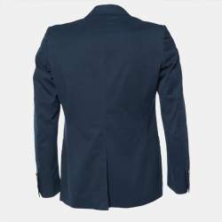 Pre Owned Gucci Navy Blue Cotton Button Front Blazer M