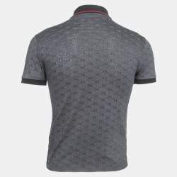 Pre Owned Gucci Black/Grey GG Cotton Pique Polo T-Shirt XS