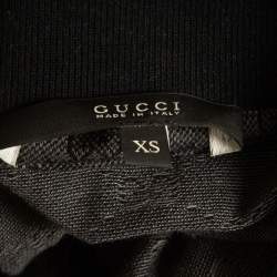 Pre Owned Gucci Black/Grey GG Cotton Pique Polo T-Shirt XS