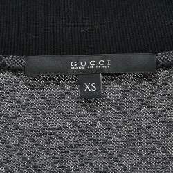 Pre Owned Gucci Black Patterned Cotton Web Stripe Detailed Polo T-Shirt XS