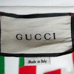 Pre Owned Gucci Off-White Blade Logo Printed Cotton Knit T-Shirt M
