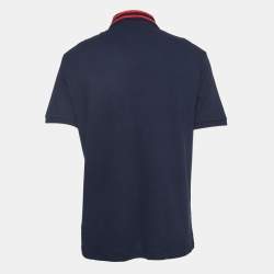 Pre Owned Gucci Navy Blue Symbols Embroidered Cotton Pique Polo T-Shirt XL