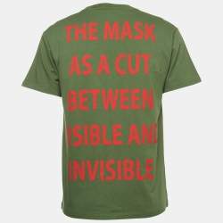 Pre Owned Gucci Green Manifesto Mask Print Cotton Crew Neck T-Shirt XS