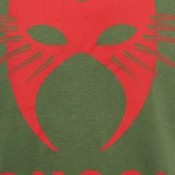 Pre Owned Gucci Green Manifesto Mask Print Cotton Crew Neck T-Shirt XS