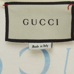 Pre Owned Gucci Cream Paramount Pictures Print Cotton Crew Neck T-Shirt M