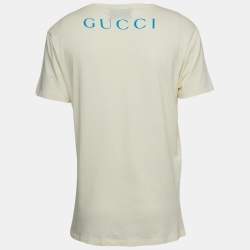 Pre Owned Gucci Cream Paramount Pictures Print Cotton Crew Neck T-Shirt M