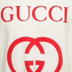 Pre Owned Gucci Cream Interlocking G Print Cotton Oversized T-Shirt M