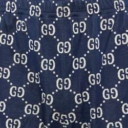 Gucci Navy Blue GG Jacquard Cotton Web Striped Shorts S