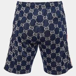 Gucci Navy Blue GG Jacquard Cotton Web Striped Shorts S