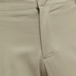 Pre Owned Gucci Beige Cotton Web Detail Slim Fit Trousers M