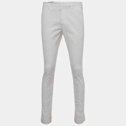 Gucci White Cotton Riding Slim Fit Trousers M