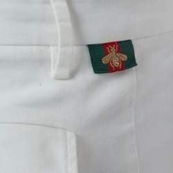 Gucci White Cotton Riding Slim Fit Trousers M