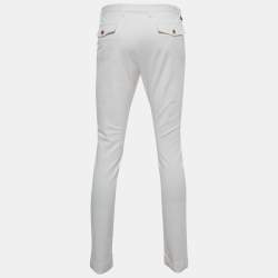 Gucci White Cotton Riding Slim Fit Trousers M
