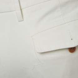 Gucci White Cotton Riding Slim Fit Trousers M