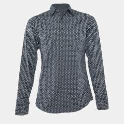 Pre Owned Gucci Black Horsebit Print Cotton Slim Fit Long Sleeve Shirt S