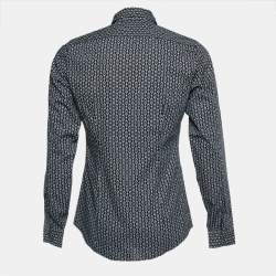 Pre Owned Gucci Black Horsebit Print Cotton Slim Fit Long Sleeve Shirt S
