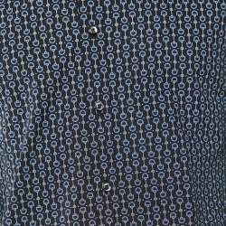 Pre Owned Gucci Black Horsebit Print Cotton Slim Fit Long Sleeve Shirt S