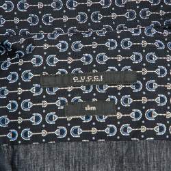 Pre Owned Gucci Black Horsebit Print Cotton Slim Fit Long Sleeve Shirt S